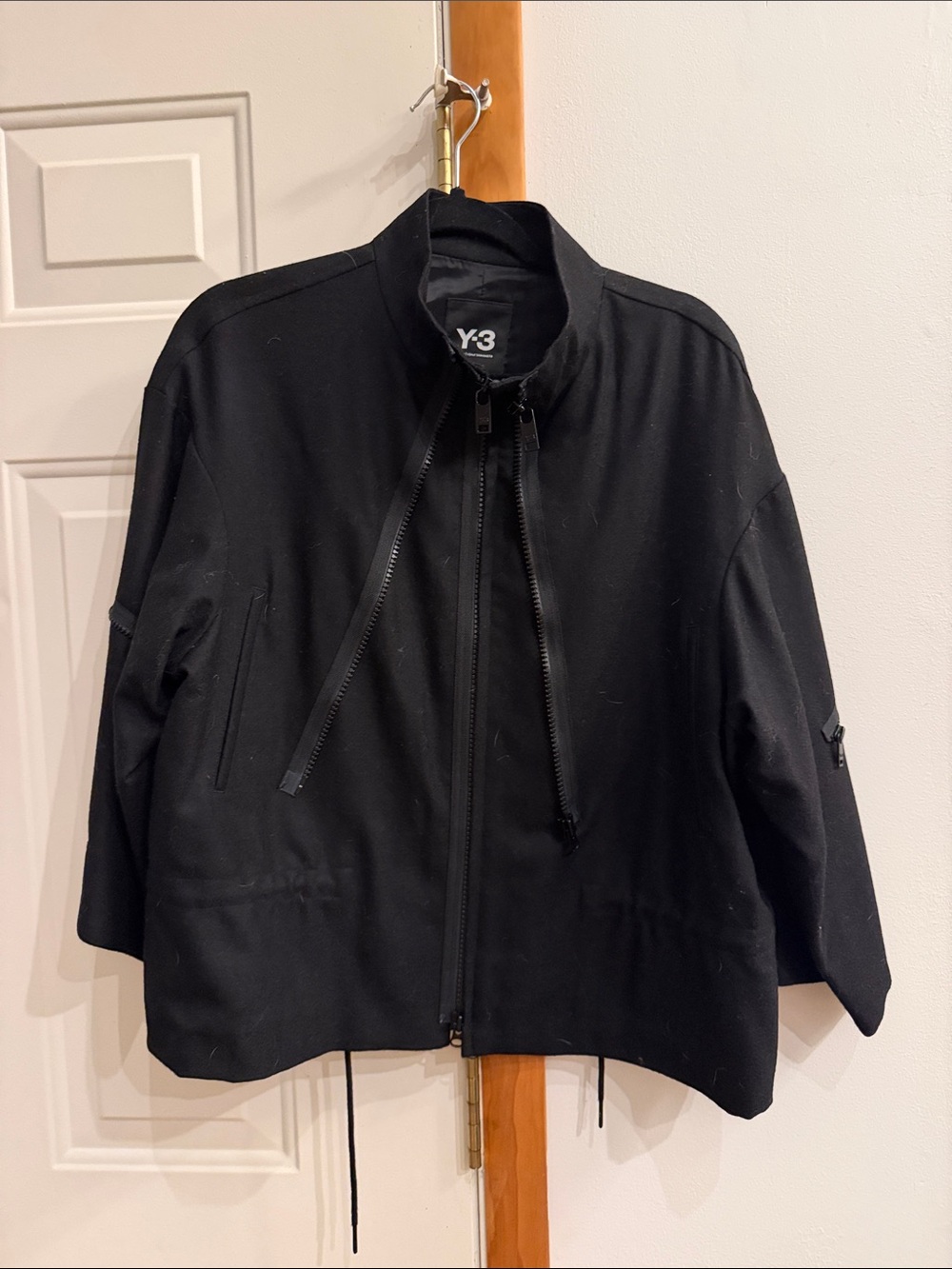 Y-3 Black Short-Length Zip Bomber Jacket
